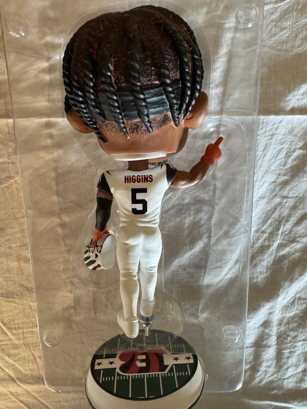 Tee Higgins Cincinnati Bengals White Tiger Stripe Bobblehead #37/123 NFL LE